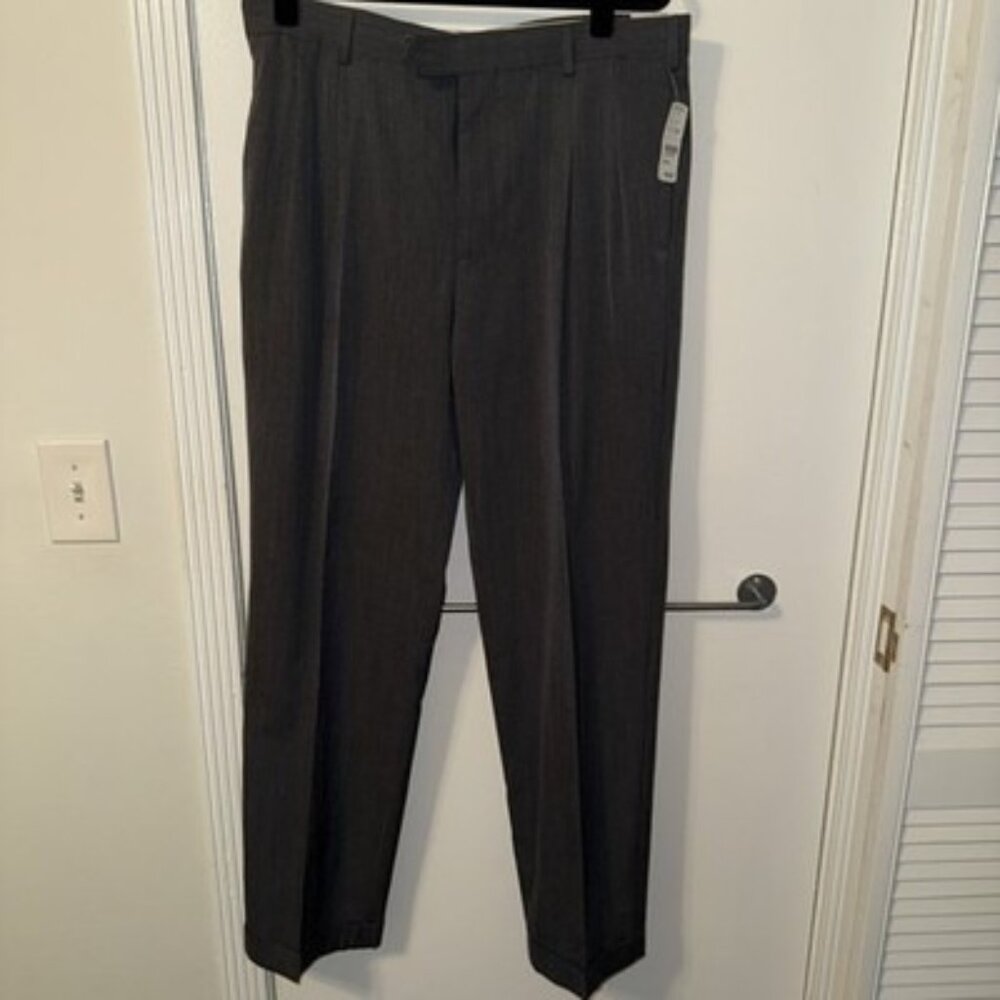 NWT Brooks Brothers Mens Madison Wool Dress Pants 36x32 Gray Mid Rise Straight